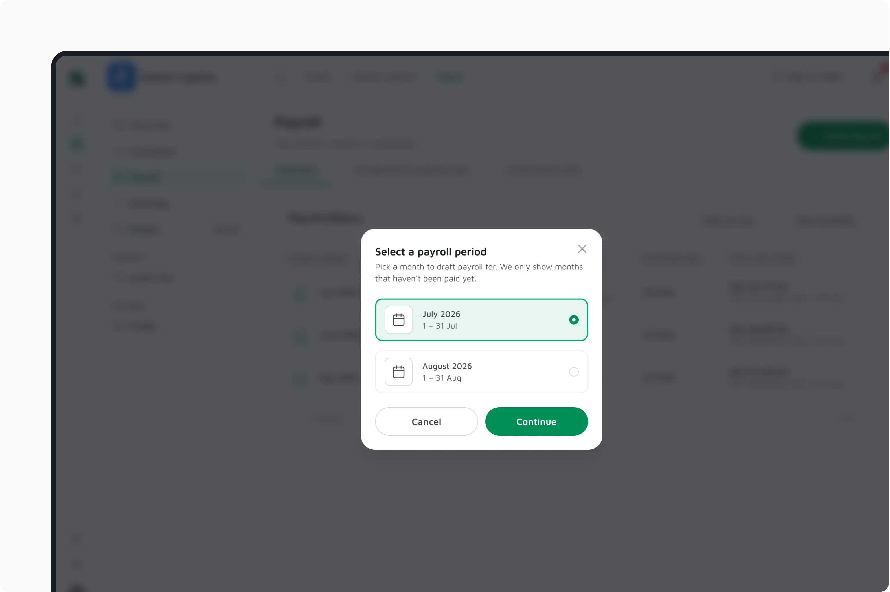 Payroll run summary with tax and benefits calculations